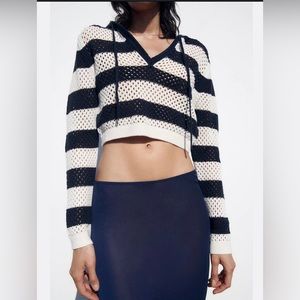Zara Cropped Knit Striped Sweater